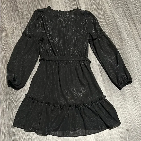 Laundry By Shelli Segal Black Cocktail Mini Dress with V-Neck Bishop Sleeves - Picture 7 of 10